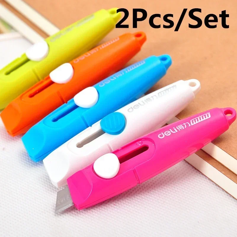 2Pcs Mini Portable Box Cutter Set Small Carton Package Opener Utility Paper Knife Letter Opener Office Home Shipping Supplies