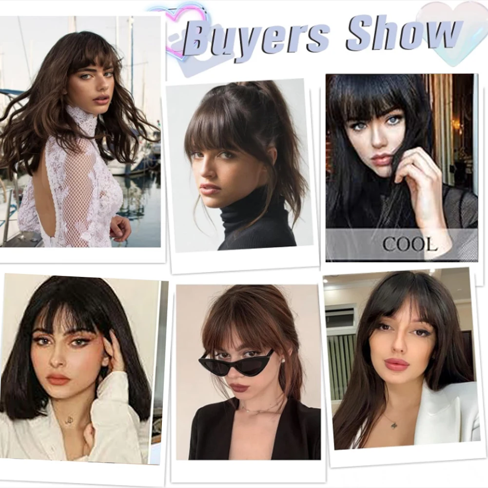 Bangs Hair Synthetic Extension Clip in Bangs High Quality Flat Bang with Temples 6 Inche Front Face Bangs for Women Girls Daily