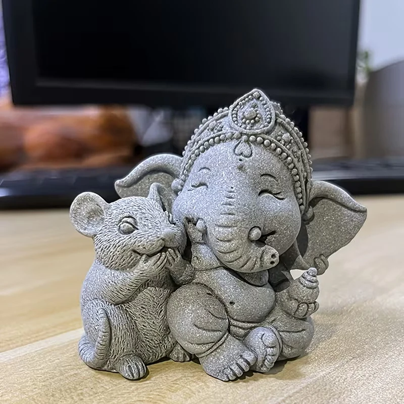 1 Stück Wächter-Elefant-Statue mit Hände in Gebetsposition für Heimdekoration – handbemalte Harzskulptur
