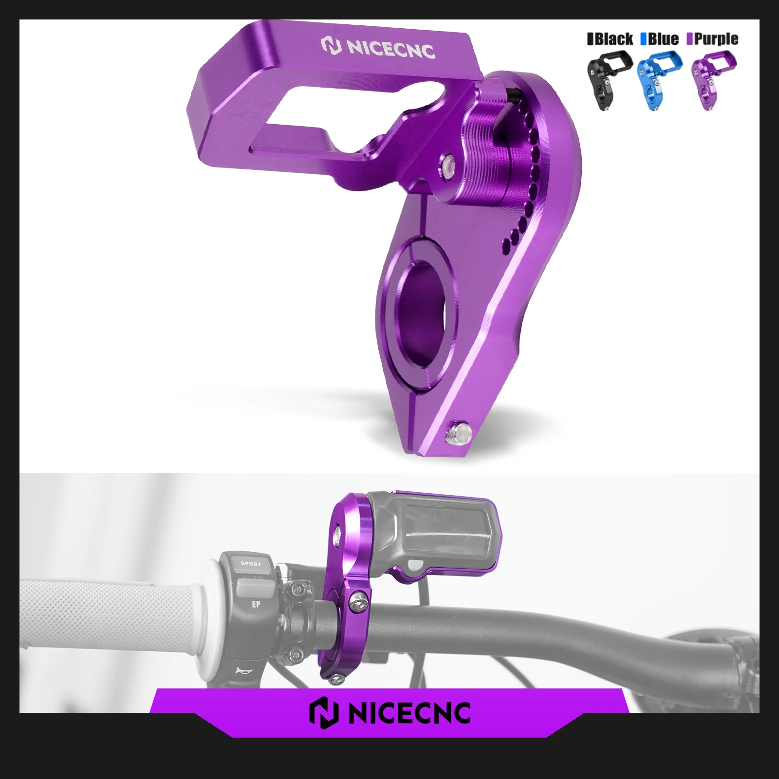 NICECNC For 2025 2024 Surron Light Bee X S L1E Surron Ebike 22mm Handlebar Speedometer Relocation Bracket Guard Kit Adjustable
