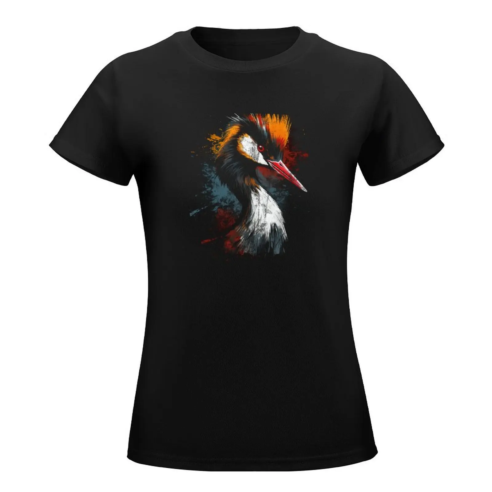 Australasian Great Crested Grebe - Distressed Street Art pūteketeke T-Shirt blanks tees clothes for Women