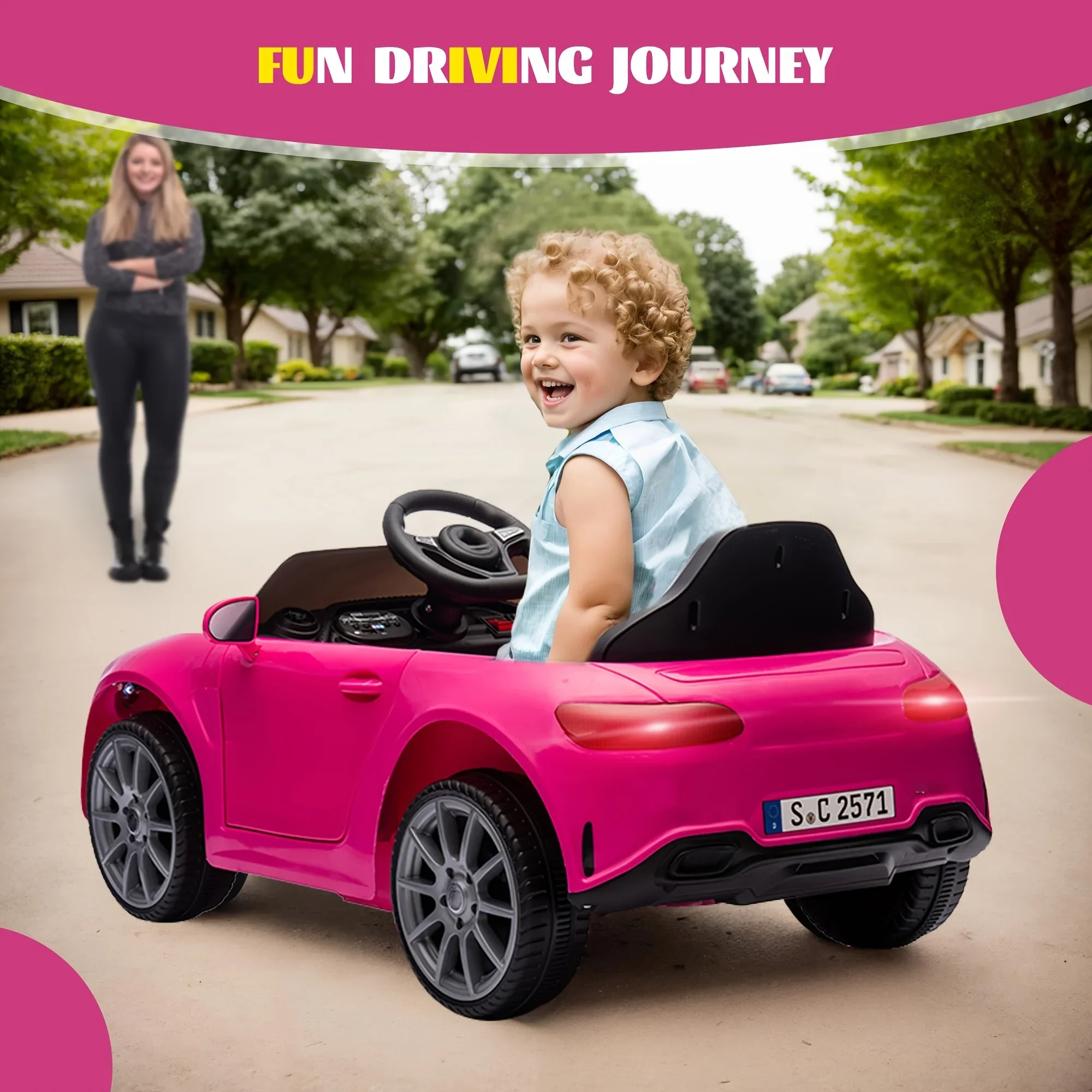 12V Kids Ride-on, 4-wheel Suspension, Motorized Display, Music, Volume Control, MP3, USB, For Kids From 3 Years Old