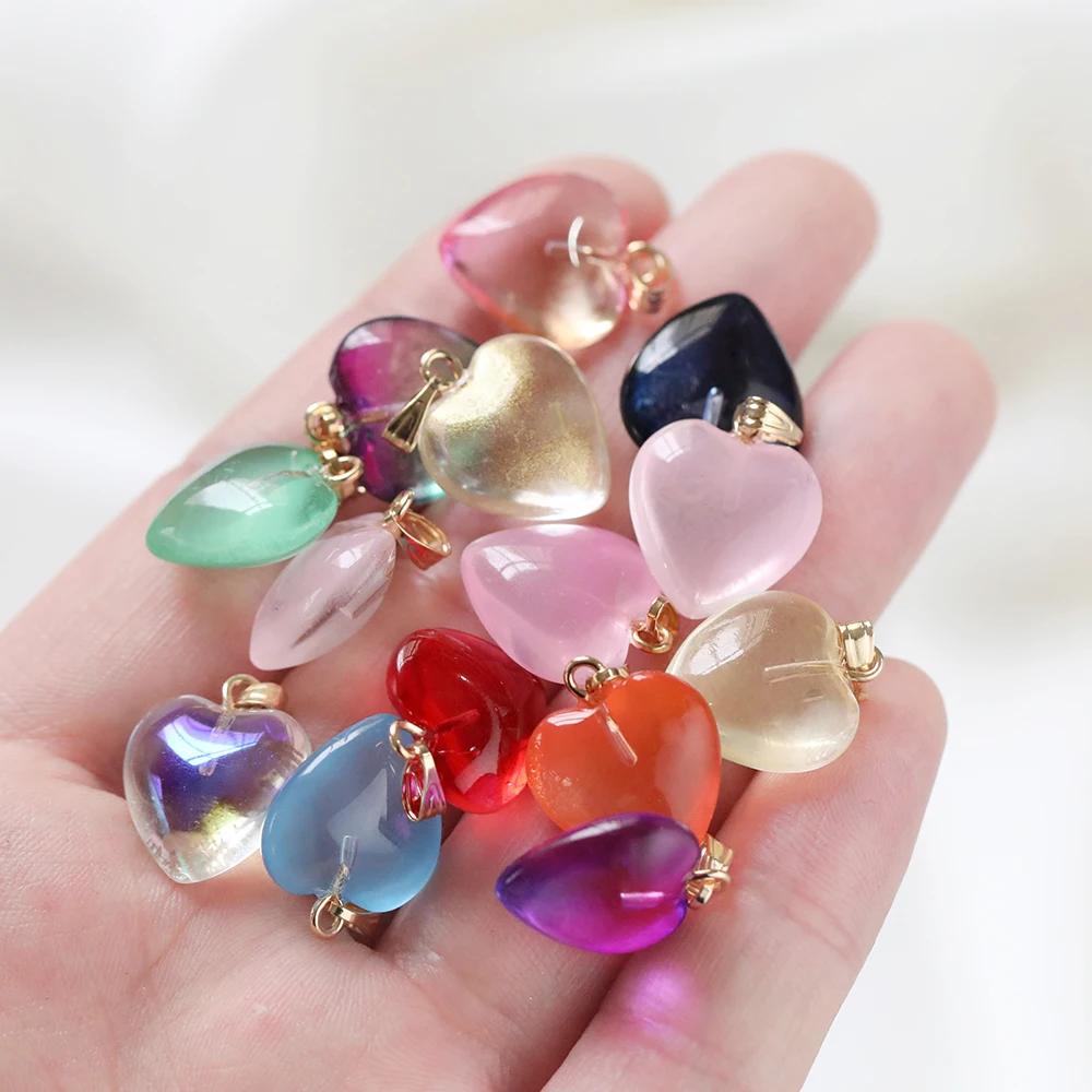 10Pcs Czech Lampwork Glass Heart Shaped Loose Bead Charms Pendants for DIY Earrings Necklaces Handmade Jewelry Making Findings view 5