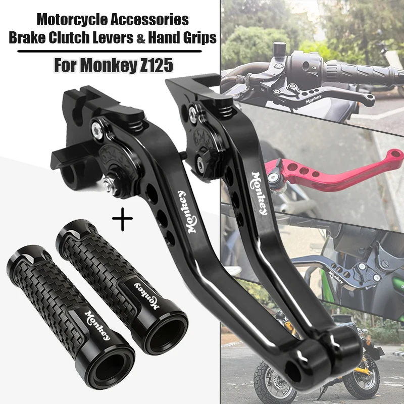 

For Honda Monkey Z-125 Z125 Monkey Logo Universal Accessories Motorcycle Non Slip Handlebar Grip Throttle CNC Hand Bar Grips