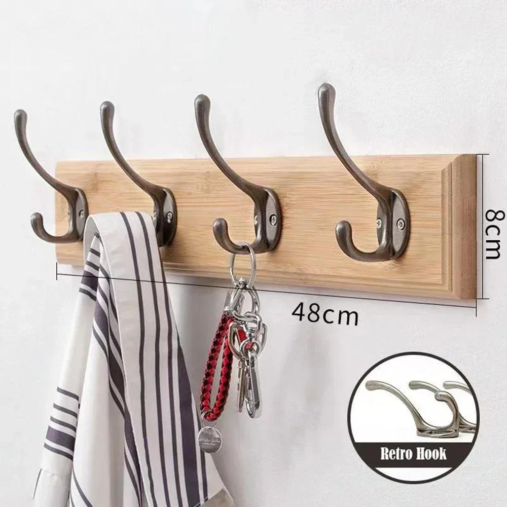 Hook Coat Rack Bedroom Door Rear Solid Wood Hook Perforated Clothes Hook Home Decoration Organizador Closet Wall Hanger