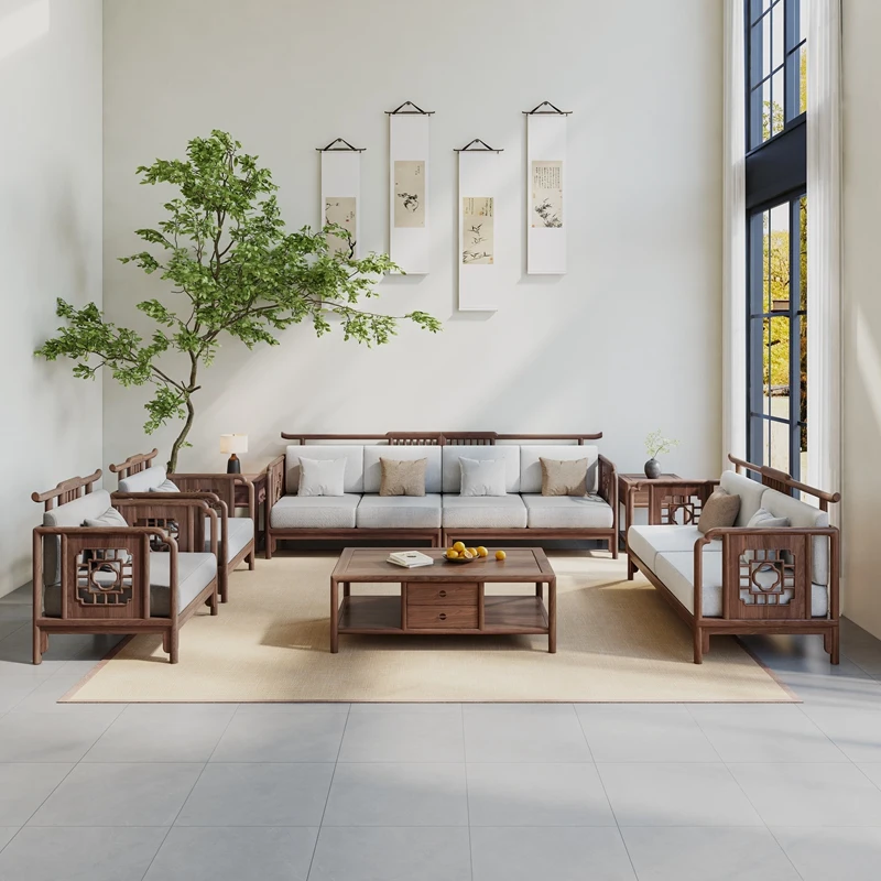 Song-style aesthetic sofa, North American black walnut 2025 new official hat office zen villa furniture