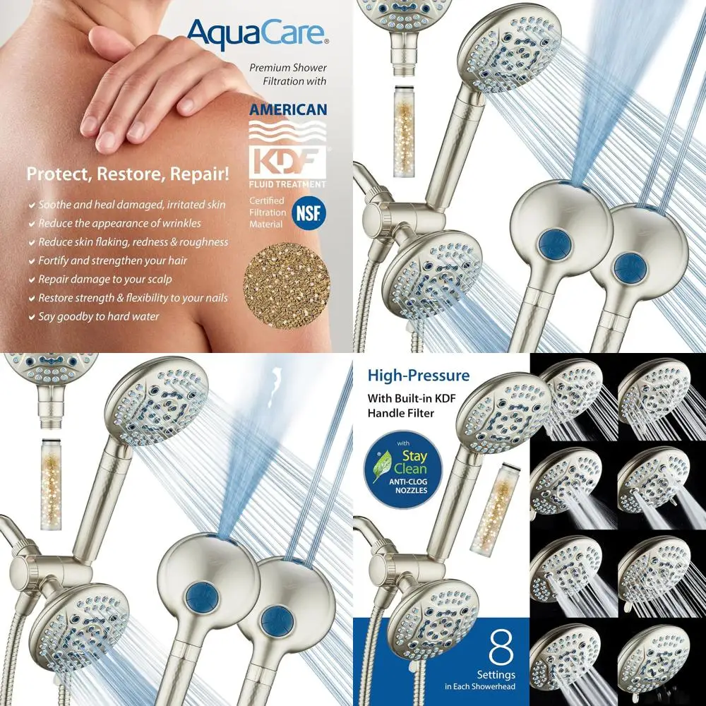 

Dual Shower System with 6-Function Combo, In-Built Filter and Power Wash - Purify Water for Tub, Tiles, and Pets, Removes Chlori