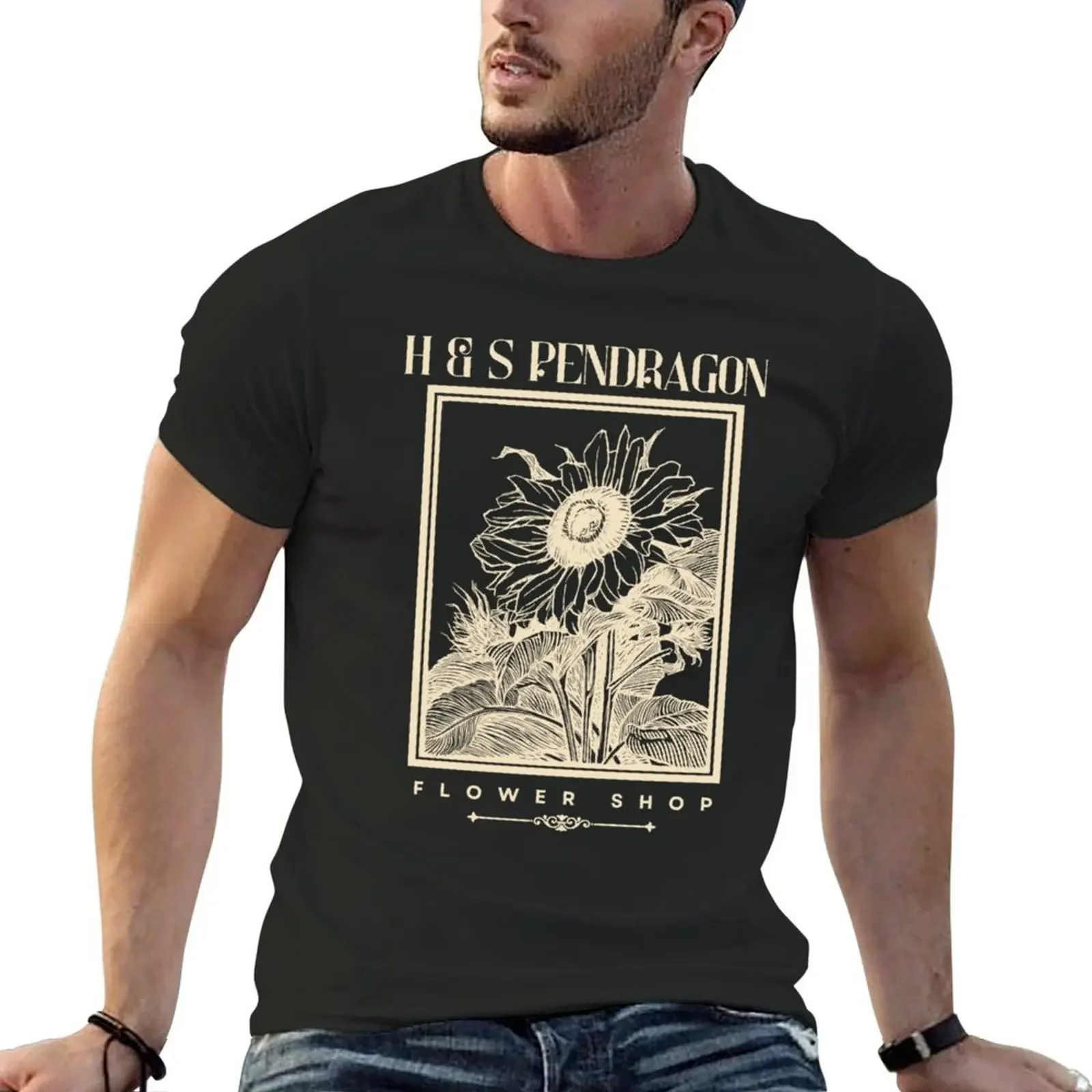 

H_amp_S Pendragon Flower Shop T-Shirt custom shirt new edition korean fashion anime shirt fruit of the loom mens t shirts