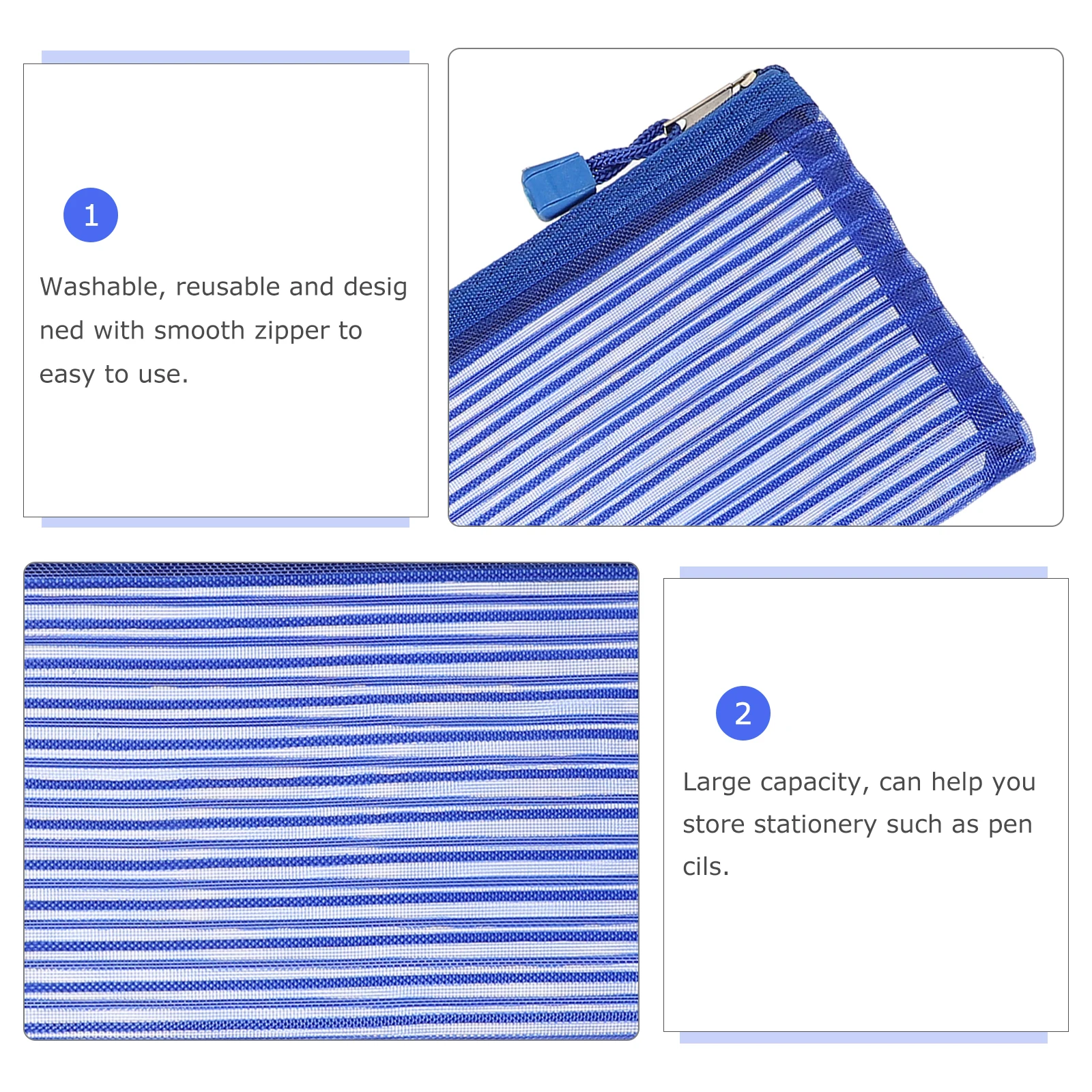 

10 Pcs Stationery Storage Bag Bags Organizer Pencil Pouch Mesh Large Capacity Multifunctional Zipper