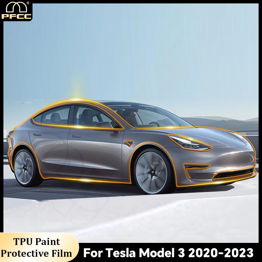 

8.5Mil Pre-cut Paint Protection Film for Tesla Model 3 2020-2023 TPU PPF Car Body Transparent Sticker Anti-Scratch Repairable