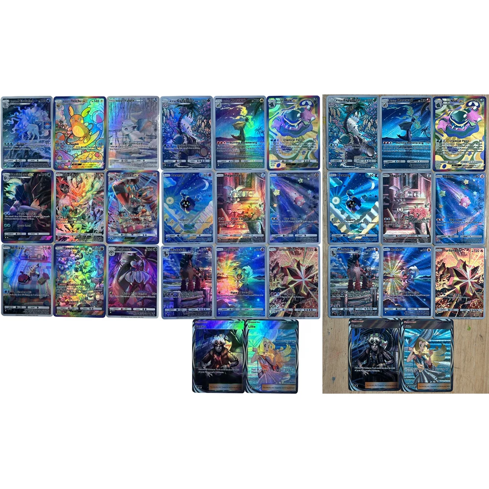 

9 шт./компл., новая коллекционная карта PTCG POCKET, английская карта Alolan Raichu Drampa Mimikyu Cosmog с тисненой текстурой, флэш-карта, подарок ребенку