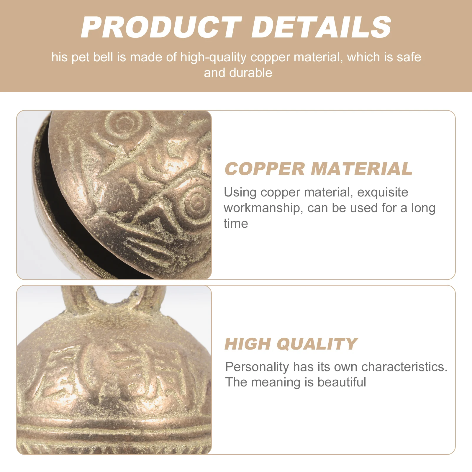 

2Pcs Pet Hanging Bells Premium Copper Build Lightweight Comfortable Wear Loud Clear Ring Perfect for Dog Cat Collar Decoration