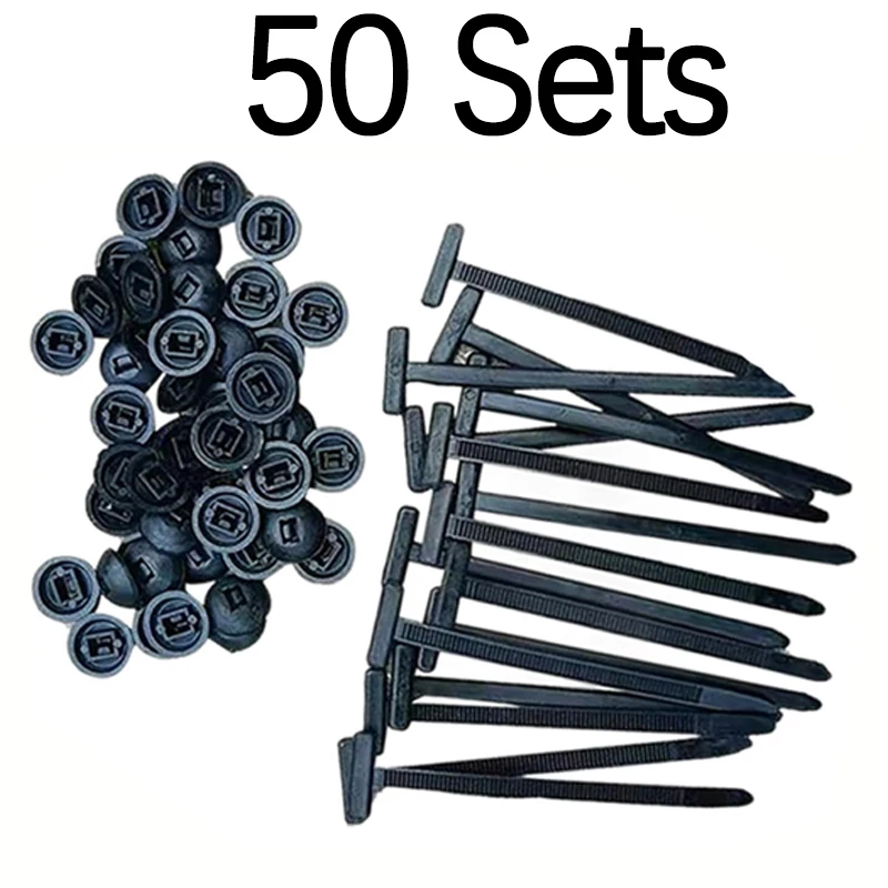 50 Sets selbstsichernder Nylon-Kabelbinderhalter, universelle Nylon-Kabelbinder-Schnalle, Glühbirnen, Beleuchtungskabel – geeignet für Automotive