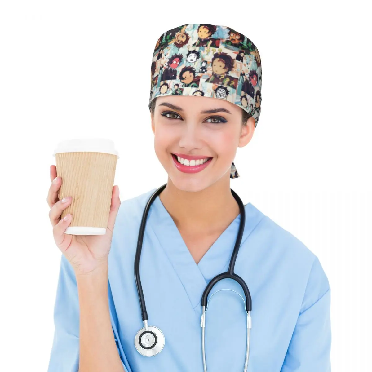 Gorro de trabajo de limpieza personalizado Demones S-Slayer, gorro exfoliante cómodo para hombres y mujeres, gorro quirúrgico, gorro exfoliante para enfermera para dentista