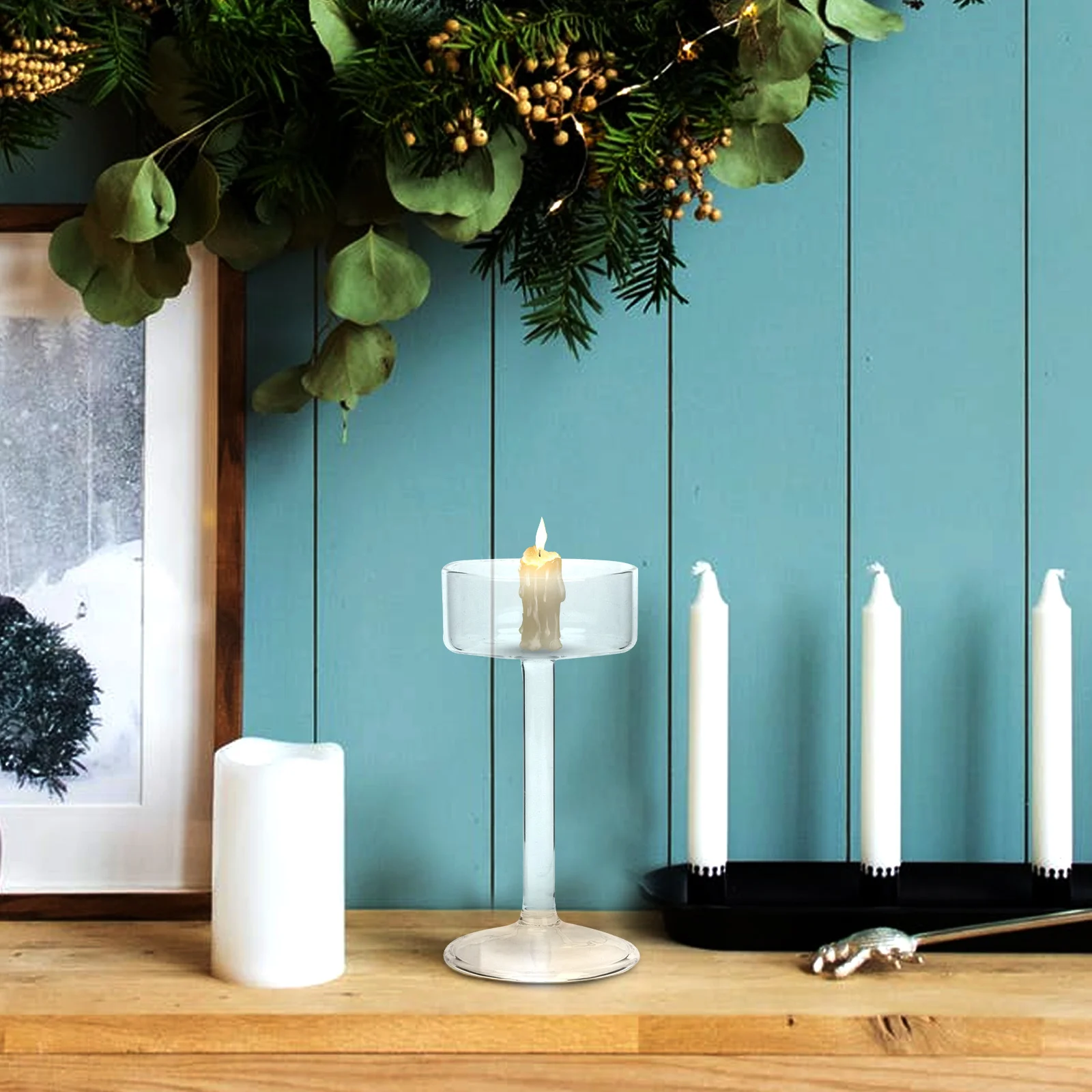 

Glass Candleholder Nordic Romantic Stand Home Table Decor Elegant Candleholder for Dining Nordic Style Candlestick
