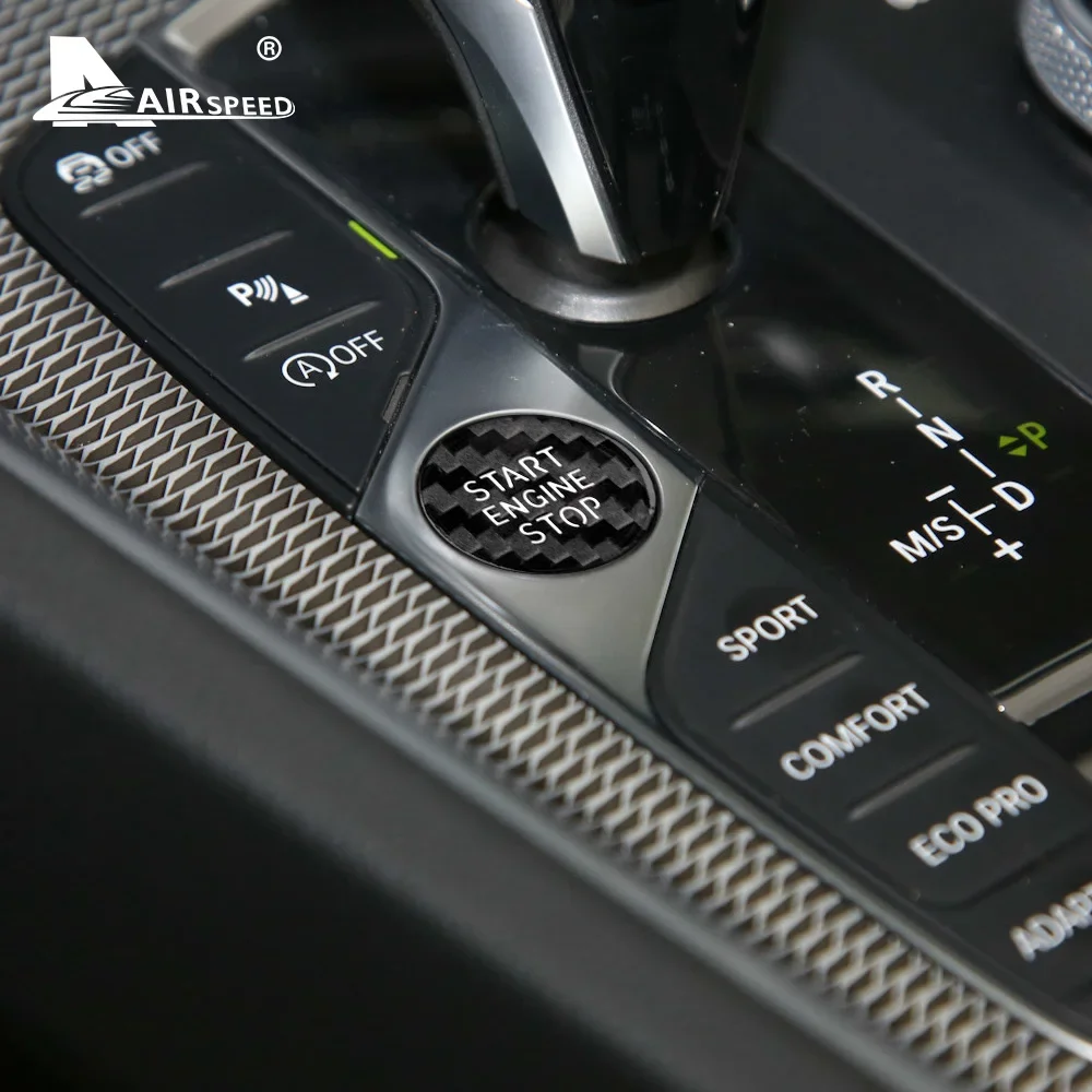 

Carbon Fiber for BMW X5 Z4 3 Series G20 G05 G07 G14 G15 G29 Accessories Interior Car Engine Start Button Ignition Device Sticker
