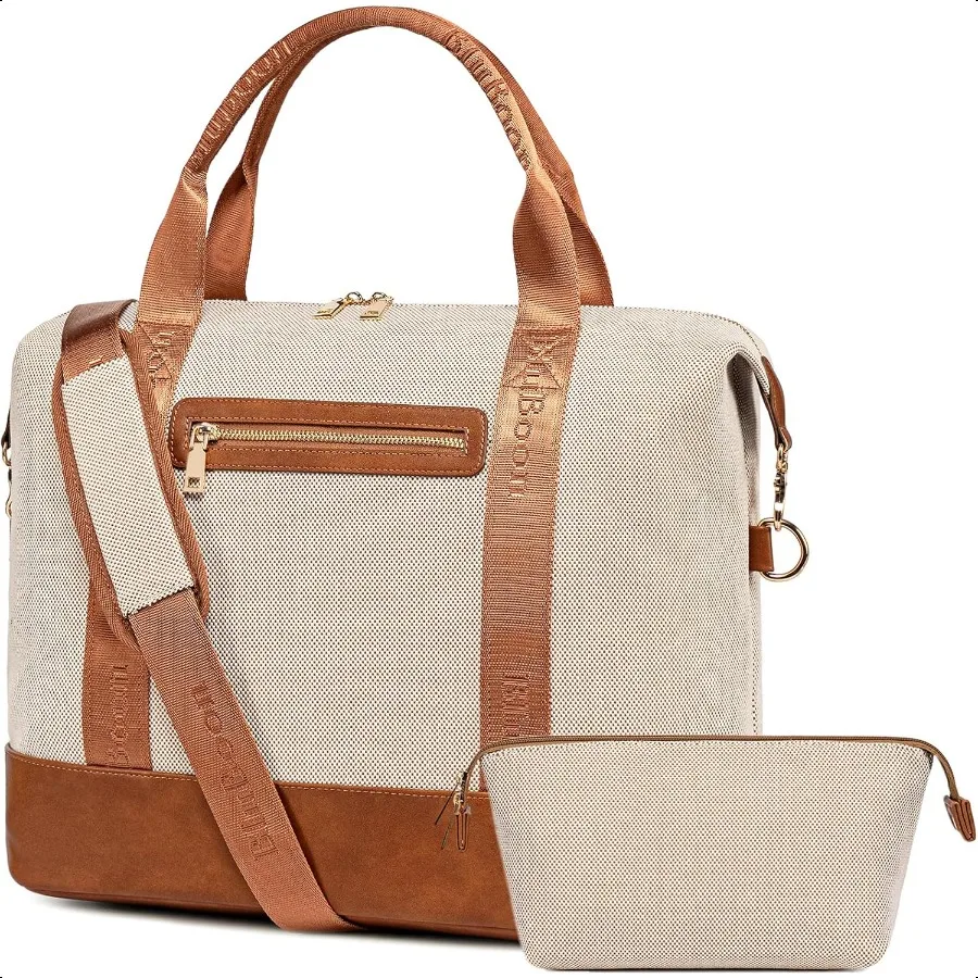 

BLUBOON Travel Tote Bags with Zipper Ladies Canvas Bag Weekender Overnight Bag for Women Carry on Duffel Bag Trolley Sleeve