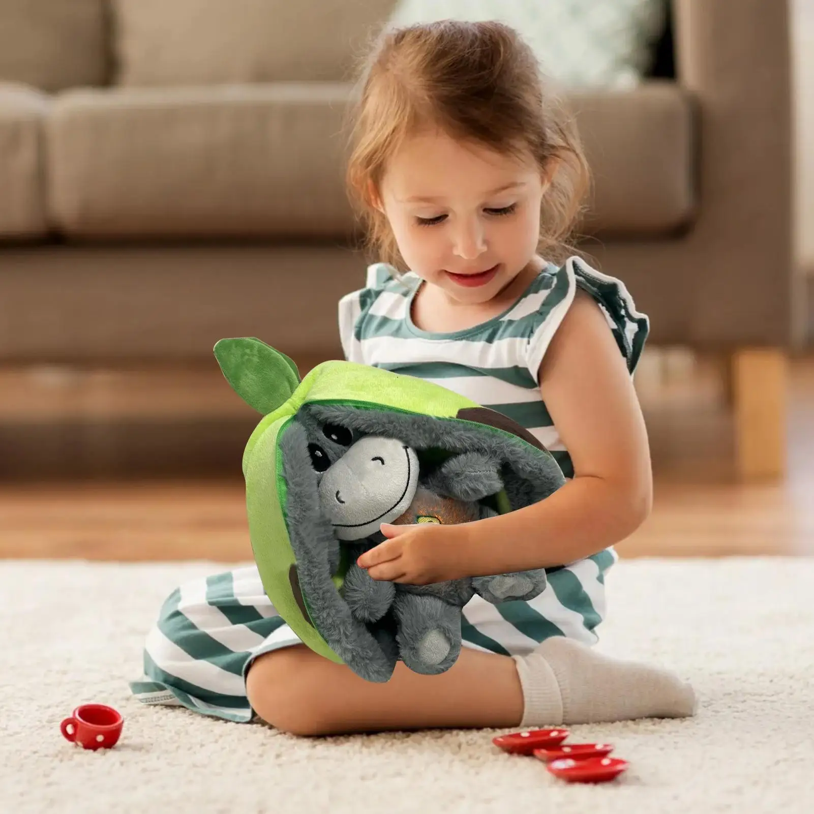 Soft Stuffed Fruits Doll With Realistic Breathing And Light Stress Relaxation Donkeys Doll For Baby Soothing And Relaxation