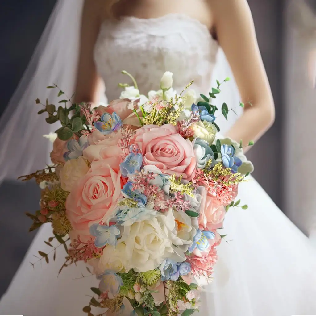 

Wedding Bouquet for Bride Rose Artificial Flowers for Party Anniversary Gift