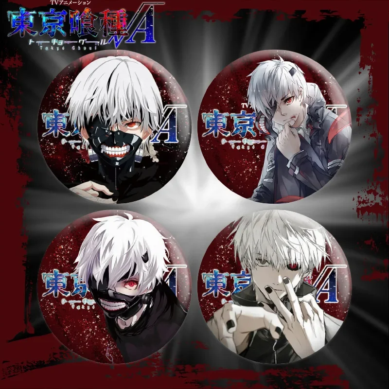 58mm Anime Popular Creative Brooches Kaneki Ken Yoshimura Kuzen Arata Kirishima Figure Badge Adorn Jewelry Backpack Enamel Pin