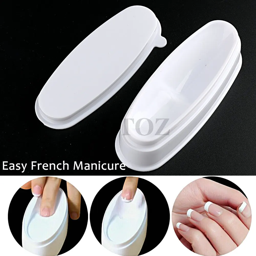 White Nail Dipping Powder Storage Box Rhinestone Glitter Powder Double Layer Tray Recycling French  Manicure Nail Art Tool LEZRF