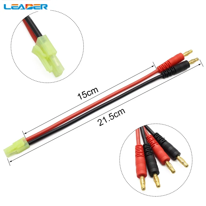 LEADER 100pcs/Lot Mini Tamiya Plug To 4.0 Banana Plug Charger Cable with 14AWG High Temperature Silicone Wire 150MM LenghtSolar