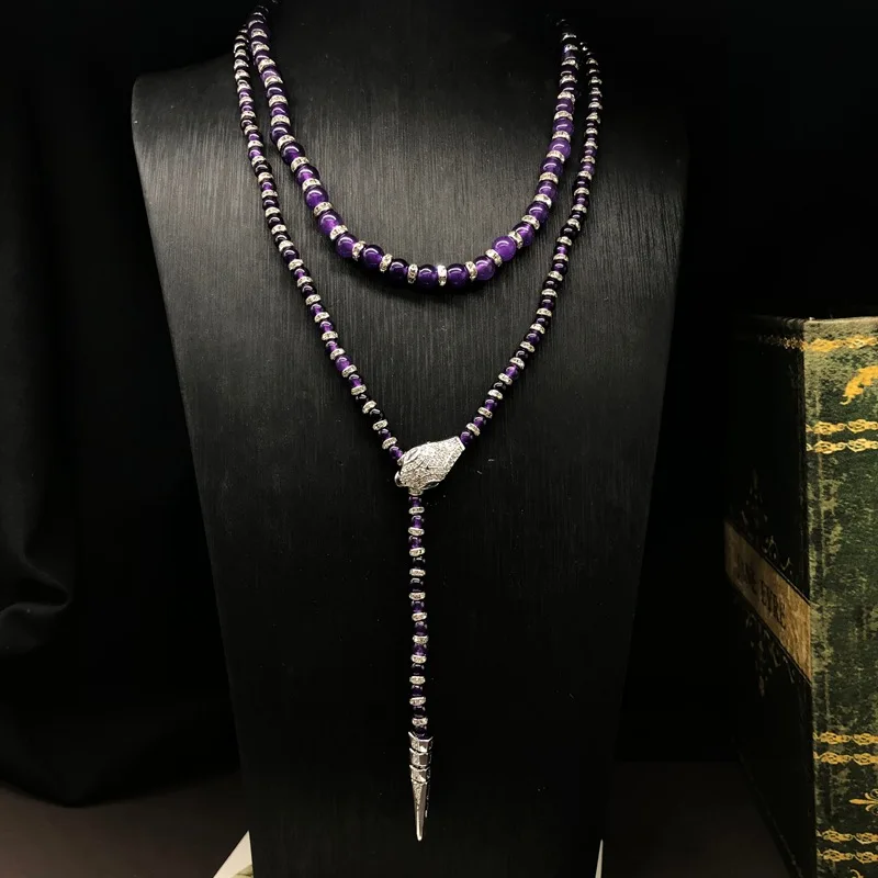 

NISHIZAWA Amethyst Necklaces for Women Palace Style Luxury Winter Sweaters Chain Jewelry Elegant Fashion Collares Para Mujer