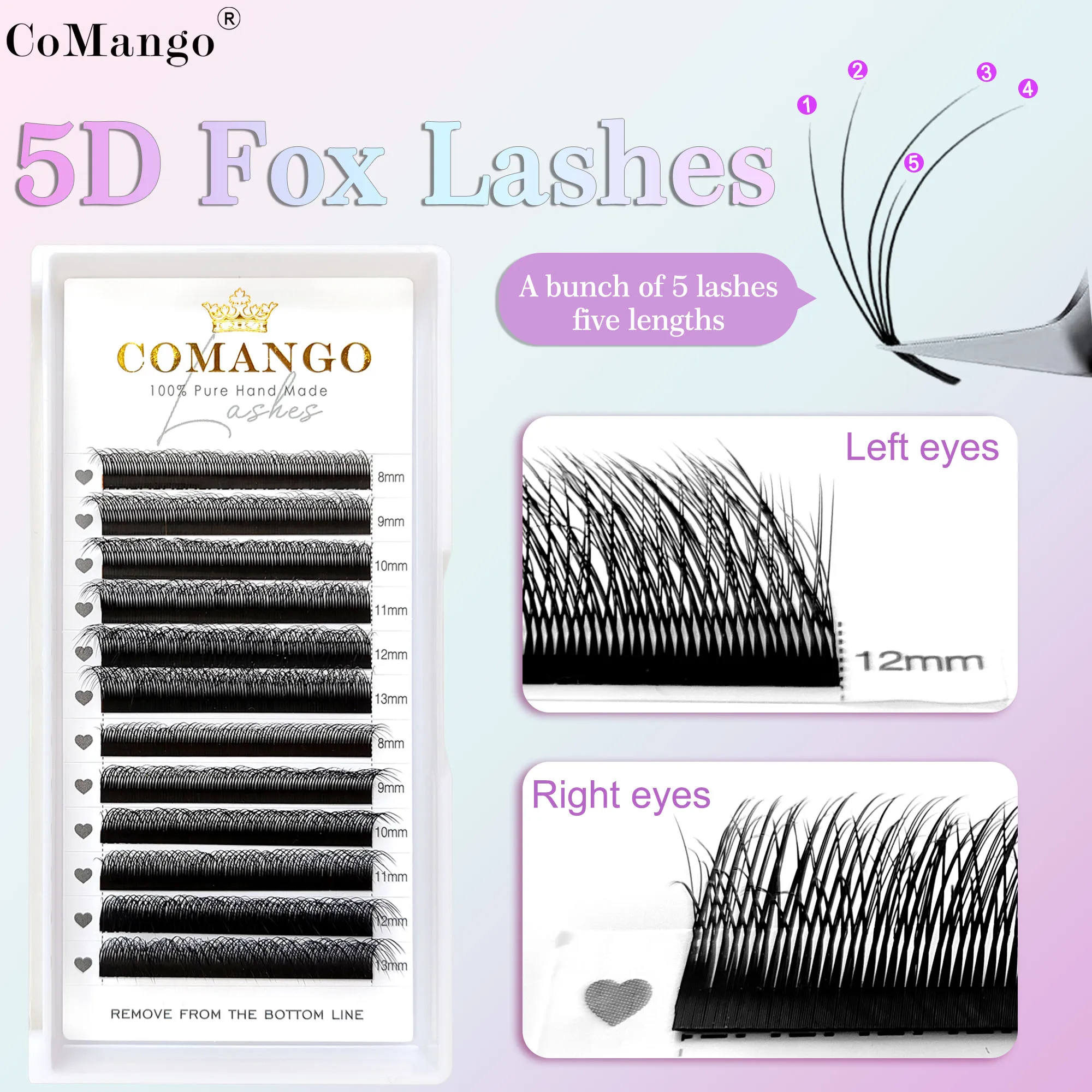 Fuchs 5D YY geformte Wimpern Verlängerung 8-13Mix neue Stil matt schwarz natürliche Fuchs Wimpern hohe Qualität Make-up Wimpern – Detail 1