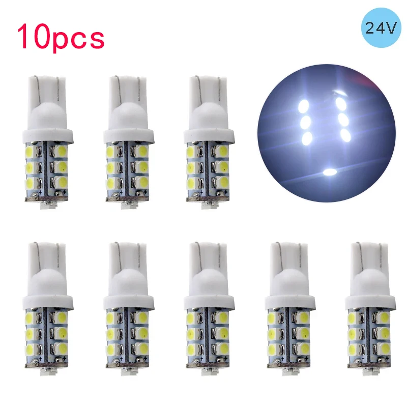 

10pcs 194 LED Light Bulb White 24V DC T10 W5W 168 194 2825 LED Replacement Bulb for Car Dome Map Courtesy License Plate Lights