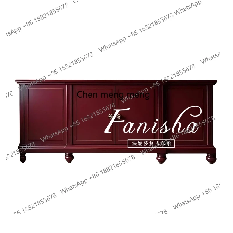 

French light luxury TV retro engraved American locker living room against the wall