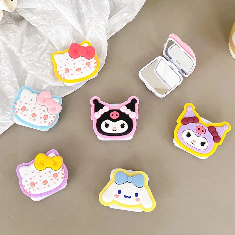 Cute Hellokitty Kuromi Airbag Holder with Mini Mirror Suitable for Any Mobile Phone Trend Hot Model Phone Grip Phone Accessories