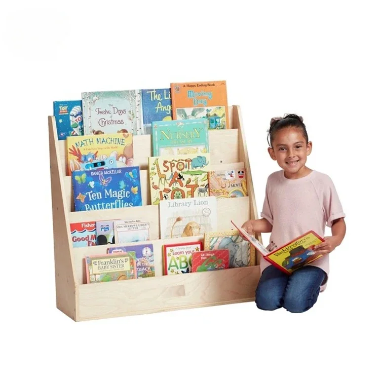 Montessori Furniture Bookshelf Storage Assembly Book Rack Kids Wood  Organizer Kids Bookcase Modern Simple Multi-functional