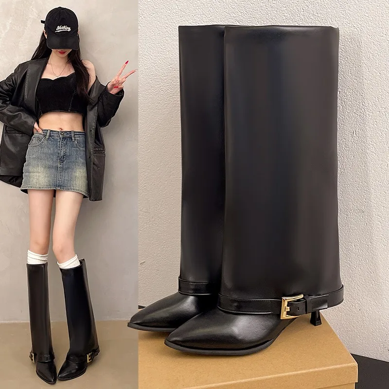 

Trouser Leaf Boots Women's Fall/Winter 2025 New Knee-Free Pointed Toe Stiletto Heel High-Heeled Thigh Boots