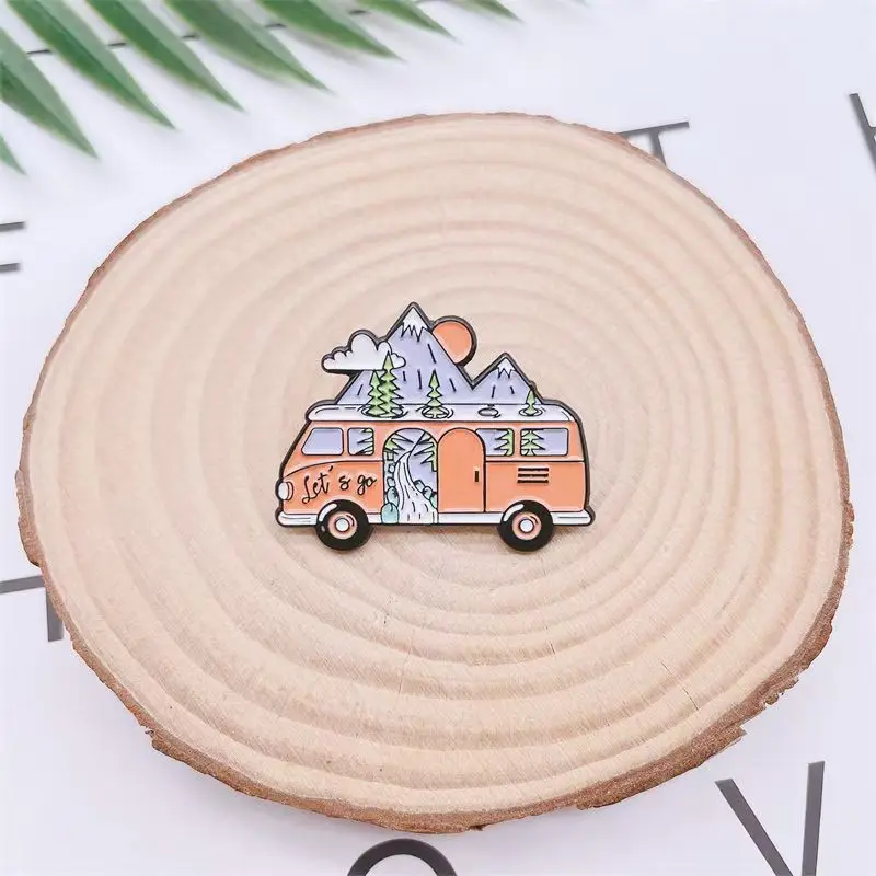 Outdoor Adventure Enamel Pin Wild Camping Hiking Mountain Starry Night Brooches Lapel Backpack Badge Jewelry Gifts For Friends