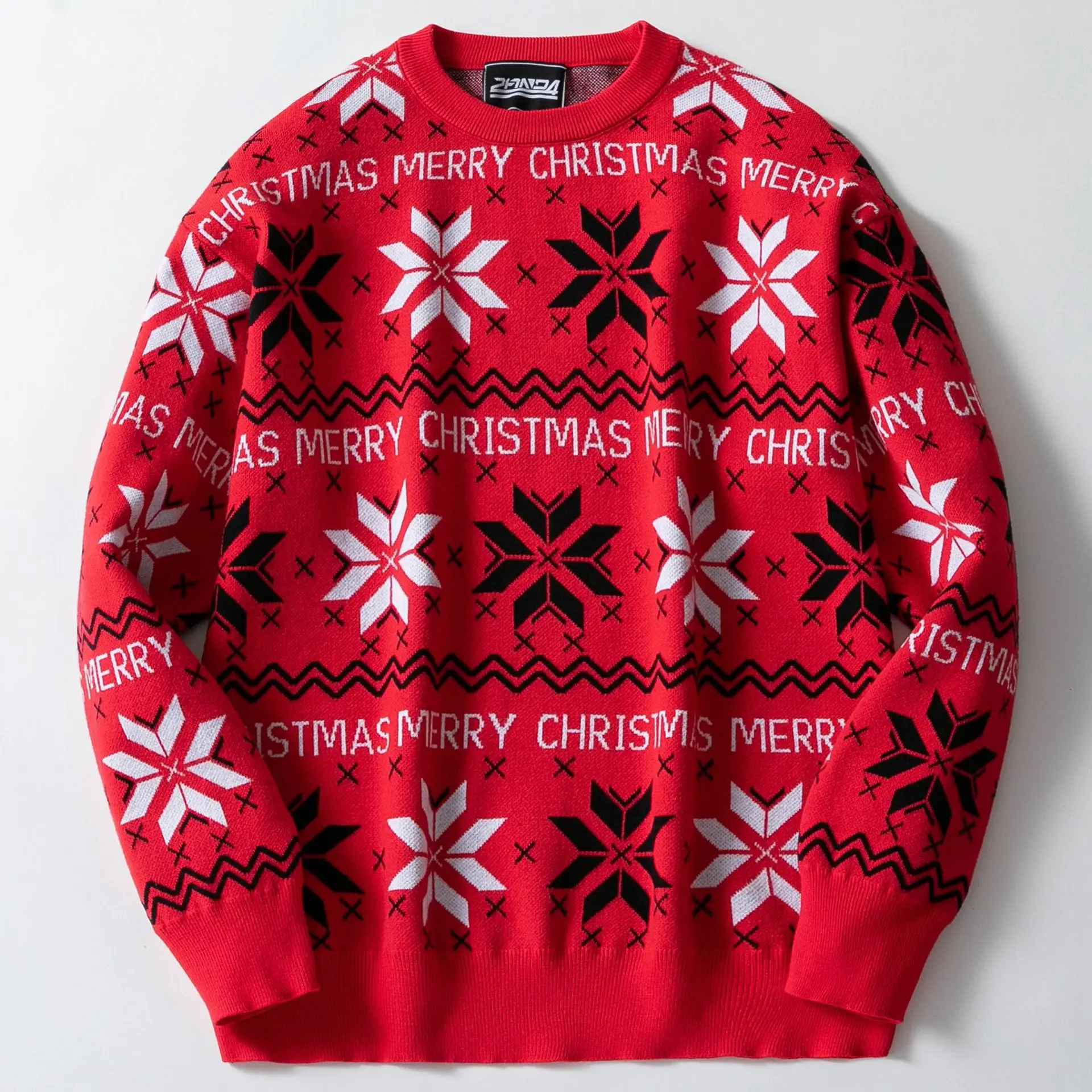 

Men Christmas Sweater Snowflake Knit Pullover Winter Warm Holiday Jumper Casual Long Sleeve Knitwear Tops
