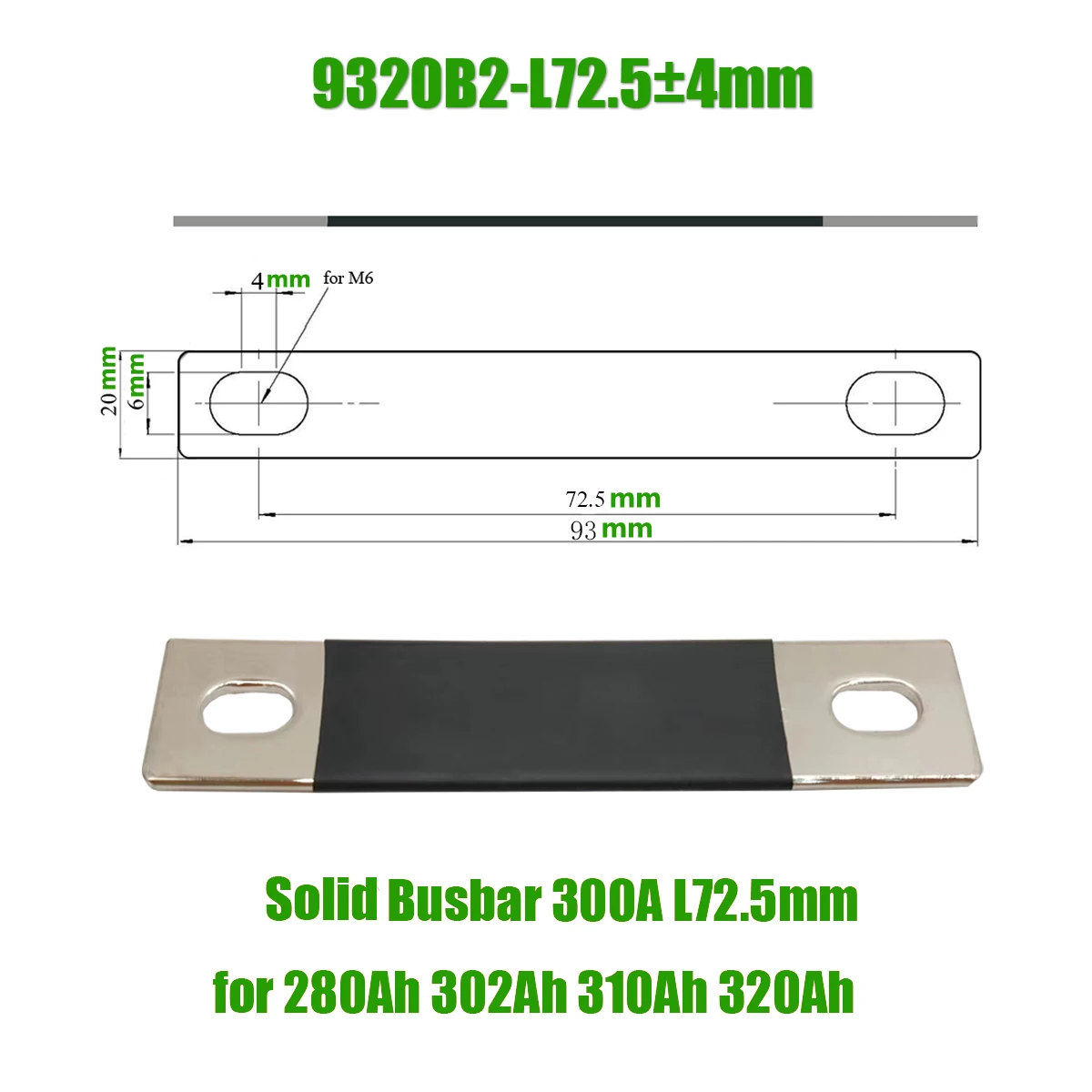 Flexible Busbar Lifepo4 Battery Terminals Solid Lithium Straps Clips Stud Connecting Bar Pure Copper 280AH 320AH Isolation Cover