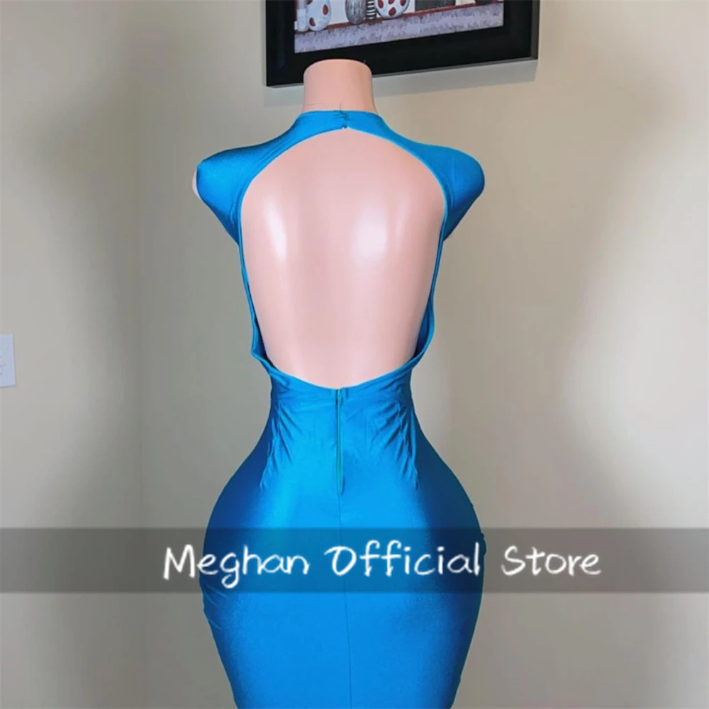 Blaue O N Perlen Kristall kurze Ballkleider schwarzes Mädchen Strass Geburtstag Party Kleid mit seitlicher Schleppe Mini Cocktail individuell gestaltet