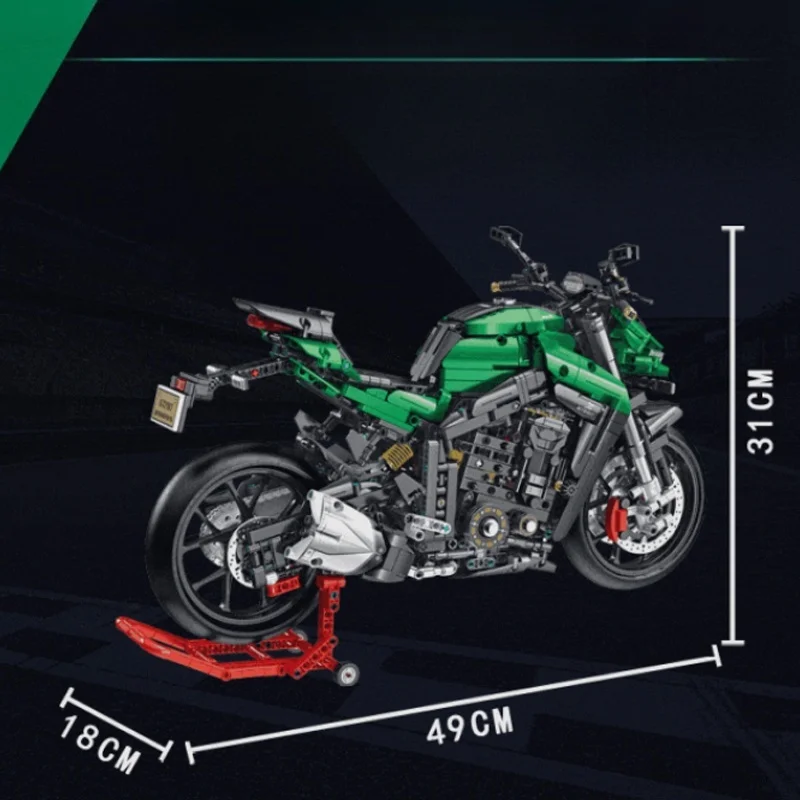 2089pcs MOC Idea Technical Z1000 Motorcycle Locomotive Building Blocks Model Assembling Children's Toys Birthday Gift Set