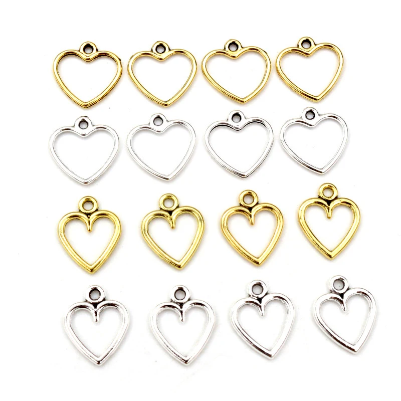 100PCS Picture Color Hollow Hearts Charms Geometry Pendant Metal Alloy DIY Necklace Bracelet Earrings Marking