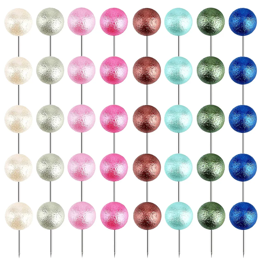 100Pcs Ornamental Ball-Head Thumbtacks Wear-Resistant Map Pushpins for Pinning Photos Geography Class DIY Decoration Storage Box