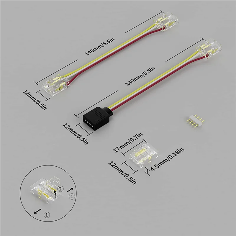 

ABZS 3 комплекта разъемов 10 мм для CCT настраиваемых COB светодиодных лент 3-контактный комплект расширения клемм без пайки