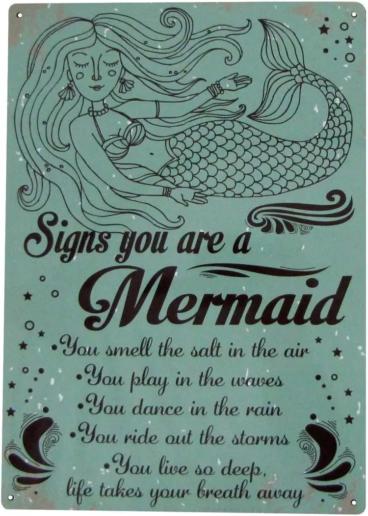 Treasure Gurus Novelty You Are Mermaid Metal 8x12 Sign Nautical Bar Beach House Coastal Home Wall Decor