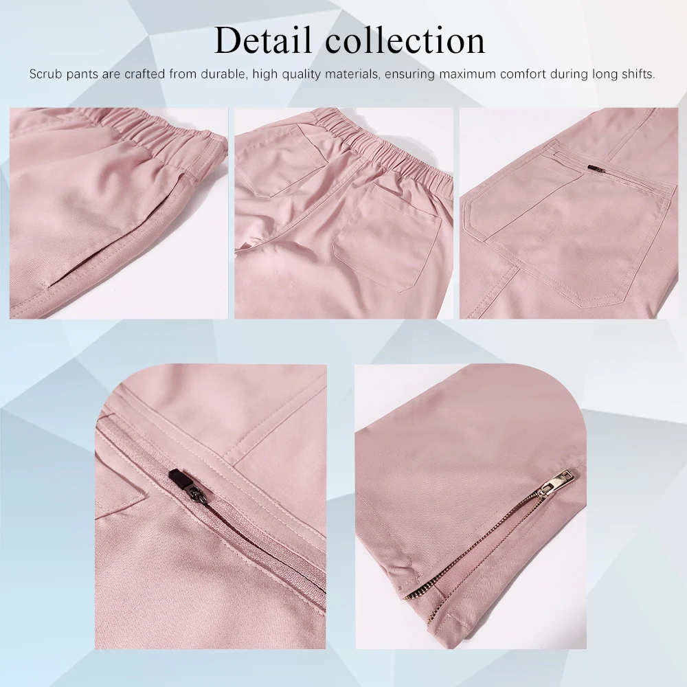 Lab Work Pants High Waist Clinic Workwear Pants Solid Colors Men Women's Trouser Pockets Pants Medical Surgical Uniforms Bottoms