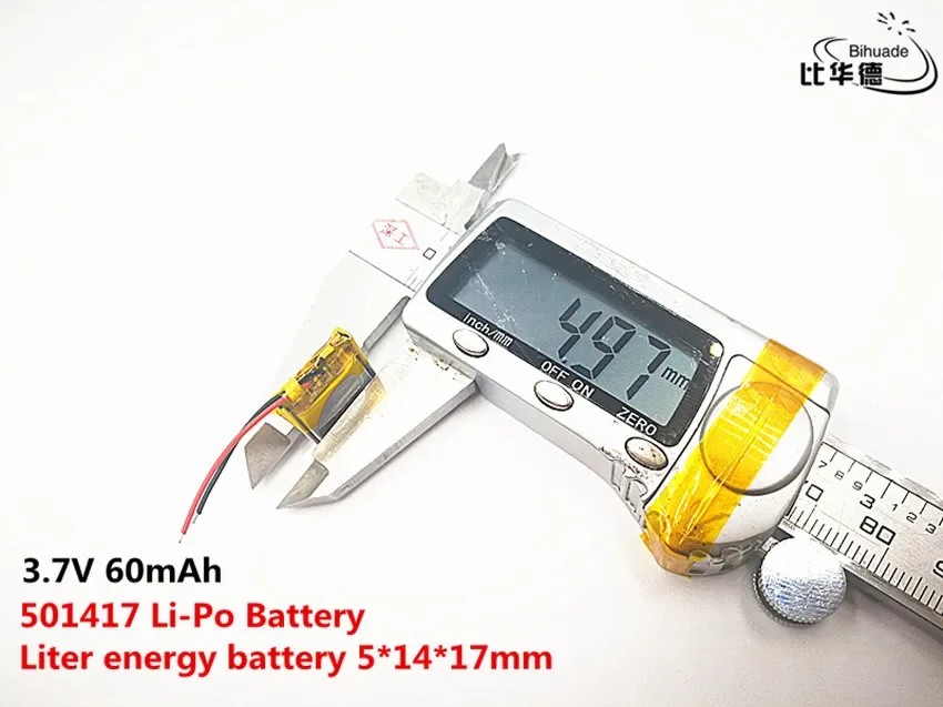 Baterai energi Liter kualitas bagus 3.7V,60mAH,501417 baterai lithium ion / Li-ion polimer untuk mainan, POWER BANK,GPS,mp3,mp4