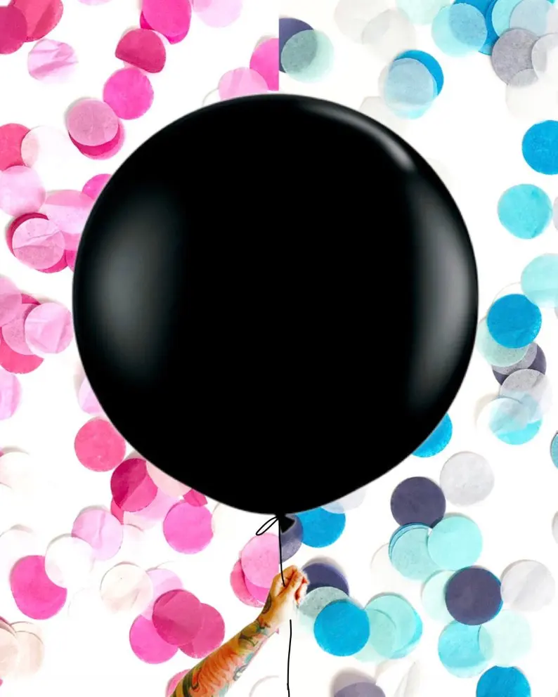 Conjunto de decoración para fiestas de bebés, globos de látex con confeti, color negro, 18/36 pulgadas, 1 unidad