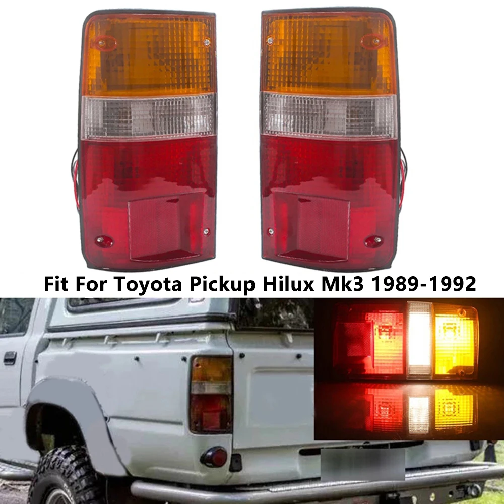 

2 шт. задних стоп-сигналов для Toyota Pickup Hilux Mk3 1989-1992 годов выпуска, красные и желтые, с прозрачными линзами.