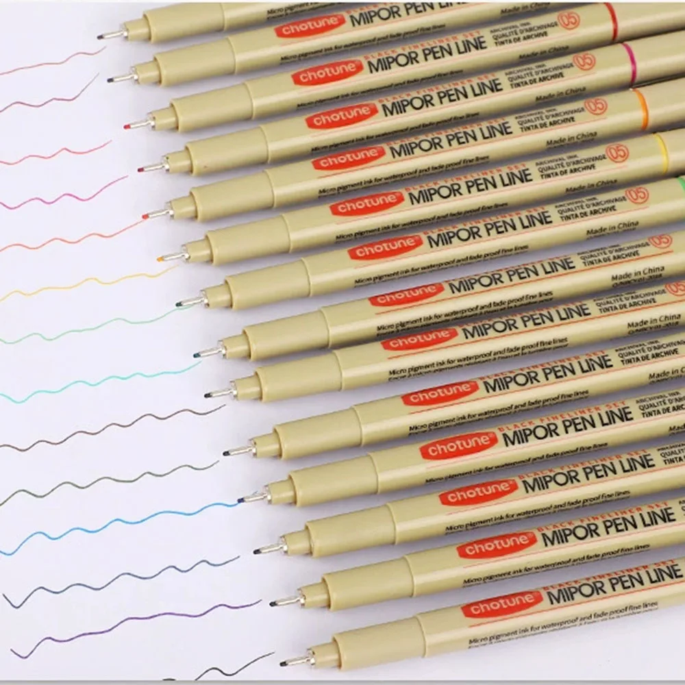 Manga Needle Tip Drawing Pens Waterproof Hook Line Sketch Ink Pens Artist Hand Painting School Art Stationery Supplies Set