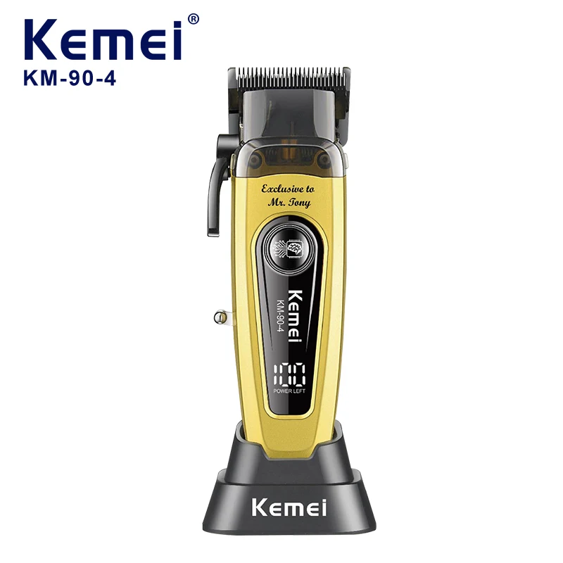 Kemei 90-4 Men's Electric Hair Clippers Professional Barber Wireless Hair Cutting Machine Hair Trimmer With Base Rechargeable