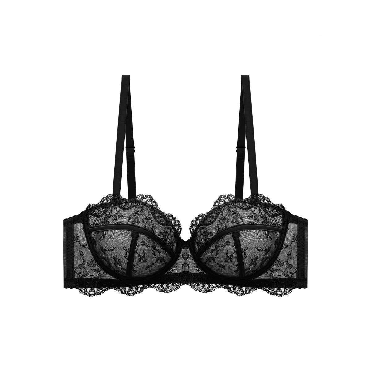 

Bra of Women French Luxury Big Chest Appears Small Single Layer Ultra-thin Comfortable Gathering Sexy Lace Bra OWD6141