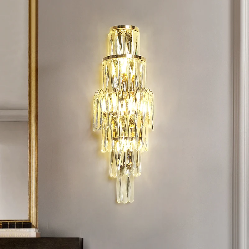 ضوء فاخر فندق اللوبي الممر الجدار مصباح غرفة نوم السرير الجدار ضوء غرفة المعيشة حائط الخلفية كريستال الممر مصباح